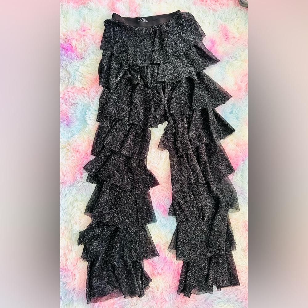 Black Ruffled Pants